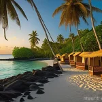 Home 11 몰디브 역사적 배경 - **Prompt 1: Ancient Buddhist Maldives**
"A serene and mystic scene depicting an ancient Maldivia...