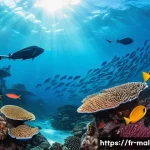몰디브 스노클링 명소 - A vibrant underwater scene in the Maldives featuring an expansive coral reef teeming with diverse ma...