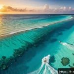 몰디브 서핑 명소 - A serene view of Maaya Thila reef in the Maldives during a vibrant sunrise, showcasing crystal-clear...